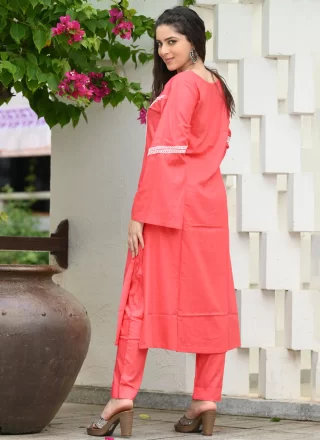Pink Rayon Salwar Suit with Lace Work