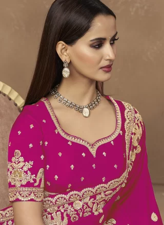 Pink Satin Classic Saree