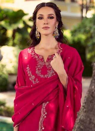 Pink Shimmer Salwar Suit with Embroidered and Hand Work