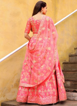 Pink Silk A - Line Lehenga Choli