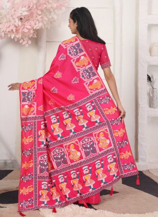 Pink Silk Blend Classic Sari