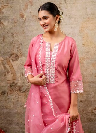 Pink Silk Blend Salwar Suit