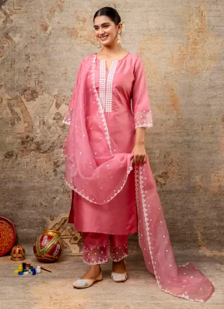 Pink Silk Blend Salwar Suit