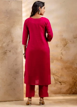 Pink Silk Blend Salwar Suit with Embroidered Work