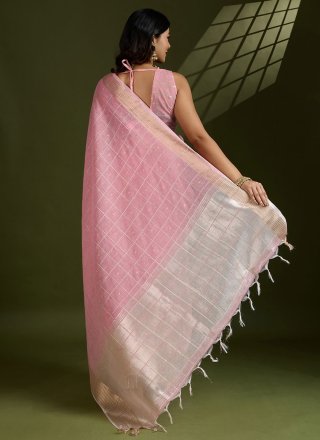 Pink Silk Classic Sari with Woven and Zari Work
