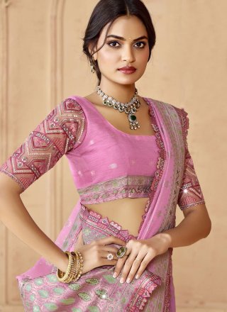 Pink Silk Contemporary Sari