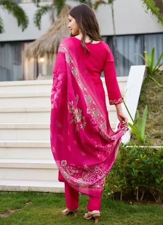 Pink Silk Embroidered and Print Work Salwar Suit