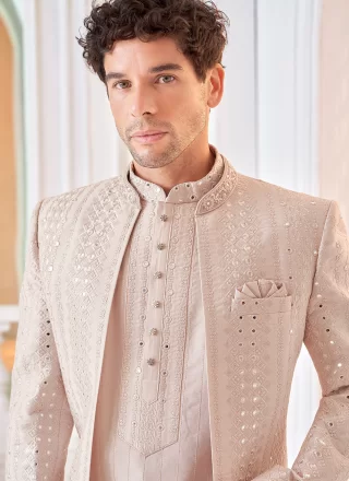 Pink Silk Embroidered Work Indo Western