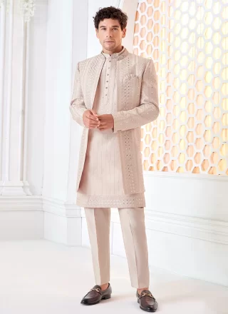 Pink Silk Embroidered Work Indo Western