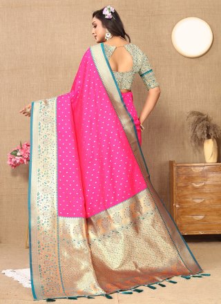 Pink Silk Jacquard Work Classic Saree for Ceremonial