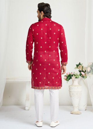 Pink Silk Kurta Mens Wear with Embroidered and Sequins Work