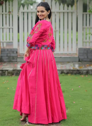 Pink Silk Lace Work Readymade Lehenga Choli for Ceremonial