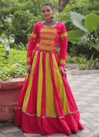 Pink Silk Lace Work Readymade Lehenga Choli for Festival