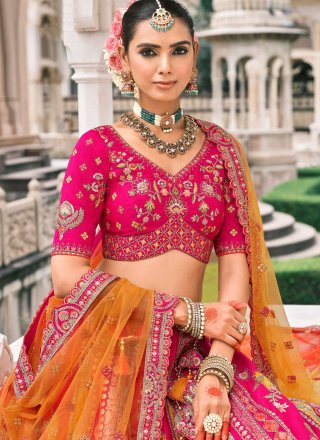 Pink Silk Lehenga Choli with Embroidered and Sequins Work