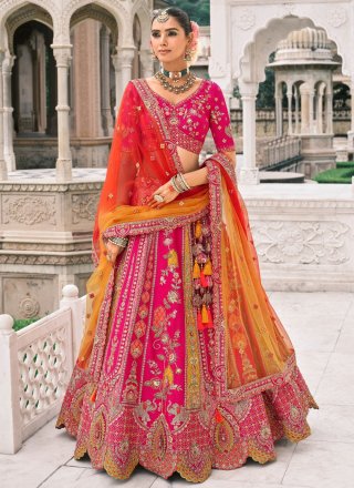 Pink Silk Lehenga Choli with Embroidered and Sequins Work