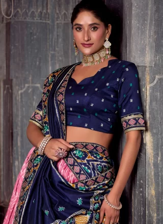 Pink Silk Lehenga Choli with Print Work