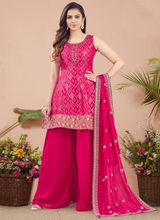 Pink Silk Readymade Salwar Suit