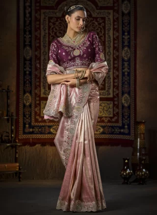 Pink Silk Traditional Saree