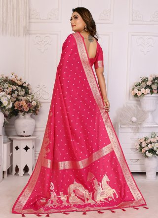 Pink Silk Weaving Work Trendy Saree for Ceremonial
