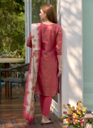 Pink Tissue Salwar Suit with Print Work