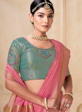 Pink Viscose Designer Saree with Jacquard Work