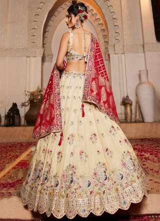 Piquant Cream Tissue Lehenga Choli