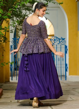 Plain Work Fandy Readymade Lehenga Choli In Purple Color