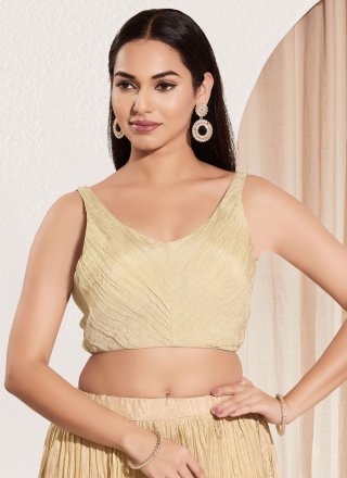 Plain Work Tissue Blouse In Cream for Ceremonial
