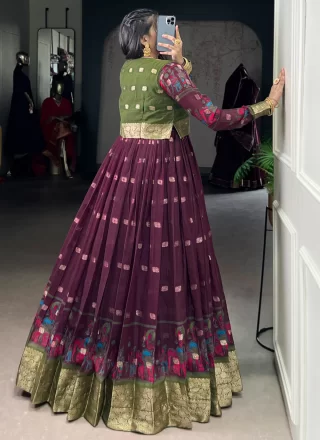 Polly Cotton Gown In Wine Color