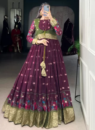Polly Cotton Gown In Wine Color