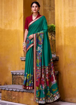 Polyester Contemporary Saree In Green