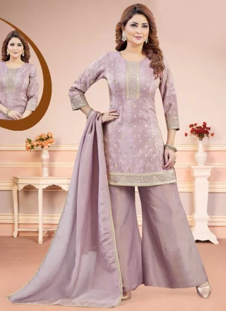Precious Lavender and Pink Silk Salwar Suit