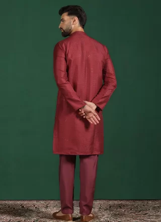 Precious Maroon Banglori Silk Kurta Pyjama