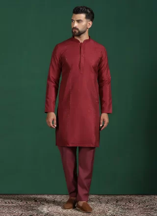 Precious Maroon Banglori Silk Kurta Pyjama