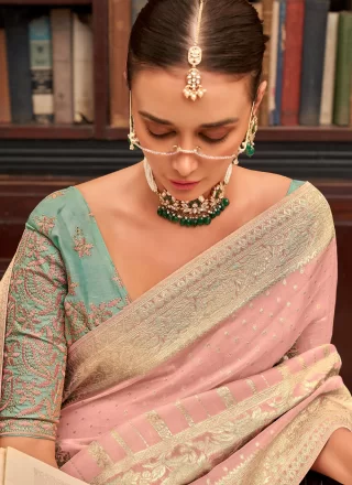 Precious Pink Viscose Designer Saree