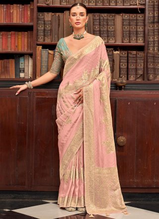 Precious Pink Viscose Designer Saree