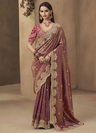 Prime Purple Silk Traditional Saree with Cord, Embroidered, Sequins and Thread Work