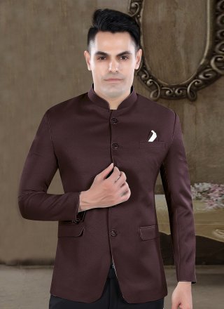 Prime Wine Viscose Jodhpuri Suit In Plain