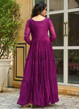 Princely Purple Faux Georgette  Designer Gown