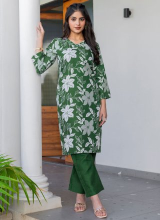 Print Work Blended Cotton Casual Kurti