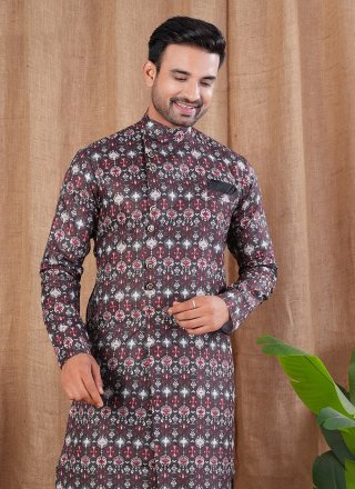 Print Work Cotton Silk Indo Western In Multi Colour