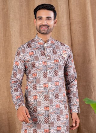 Print Work Cotton Silk Indo Western In Multi Colour for Ceremonial
