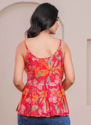 Print Work Silk Designer Kurti In Multi Colour for Festival