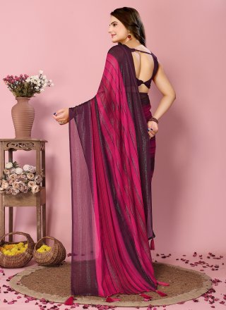 Print Work Silk Trendy Saree In Pink for Casual