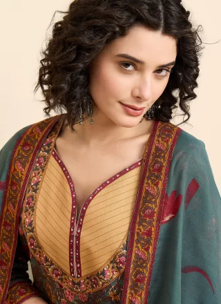 Print Work Viscose Salwar Suit In Multi Colour