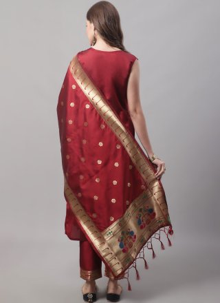Pristine Maroon Cotton Silk Salwar Suit