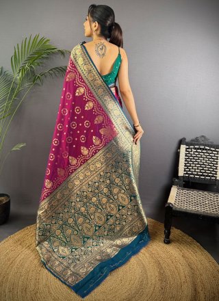 Pristine Purple Banarasi Silk Designer Saree with Weaving Work