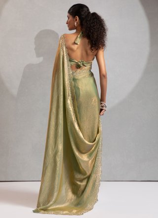 Prodigious Green Satin Silk Traditional Saree