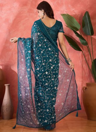 Prodigious Teal Net Classic Sari