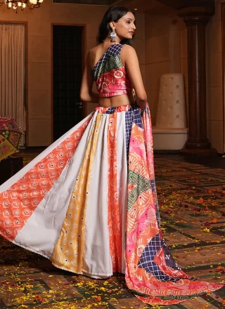 Pure Crepe Lehenga Choli In Multi Colour